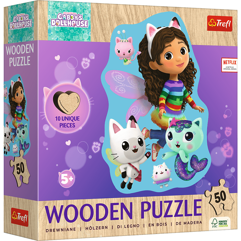 Puzzle drewniane Koci Domek Gabi 50 el. Wesoła Gabby | Trefl