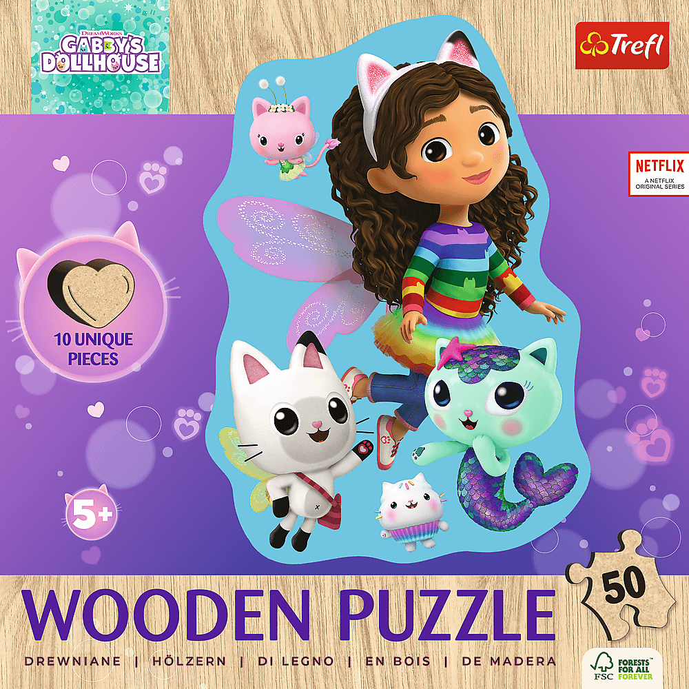 Puzzle drewniane Koci Domek Gabi 50 el. Wesoła Gabby | Trefl
