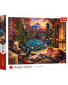 Puzzle 1000 el. Kot w ogrodzie sakury - opakowanie
