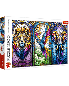 Puzzle 1000 el. Witraż, Zwierzęta - opakowanie