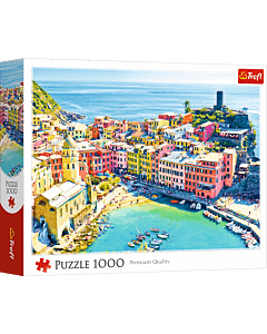 Puzzle 1000 el. Malownicze miasteczko Vernazza, Liguria, Włochy - opakowanie 