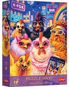 Puzzle Premium Plus Quality Pets & People Stuff 1000 el. Selfie z kurami - opakowanie 