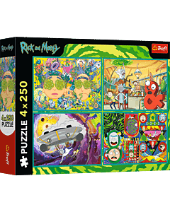 Puzzle Rick i Morty 4 x 250 el. Zakręcony świat Ricka i Morty'ego