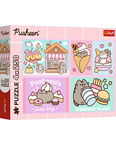 Puzzle Pusheen 4 x 250 el. Poznajcie Pusheena - opakowanie 