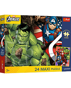 Puzzle Premium Plus Kids 24 Maxi, The Avengers - Bohaterowie jak ze snu + kolekcjonerski plakat - opakowanie 