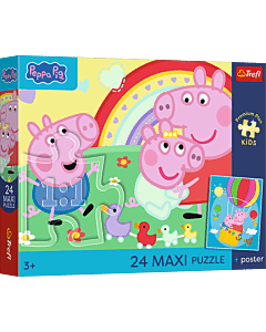 Puzzle Premium Plus Kids 24 Maxi, Świnka Peppa - Świnkowe dni + kolekcjonerski plakat - opakowanie