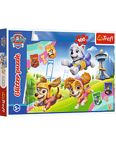 Puzzle z brokatem Psi Patrol 100 el. Błyszczące psiaki - opakowanie