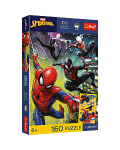 Puzzle Premium Plus Kids UFT, Marvel 160 el. Pajęcze sprawy + kolekcjonerski plakat - opakowanie 