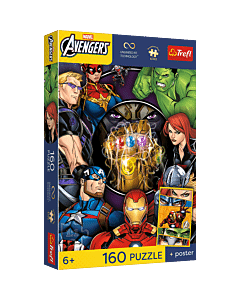 Puzzle Premium Plus Kids UFT, Marvel 160 el. Bohater dnia + kolekcjonerski plakat - opakowanie 