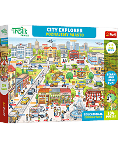 Puzzle Rodzina Treflik&oacute;w, Edukacyjne 104 el. Poznajemy miasto / City explorer - opakowanie 