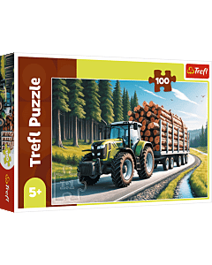 Puzzle 100 el. Ciągnik leśny