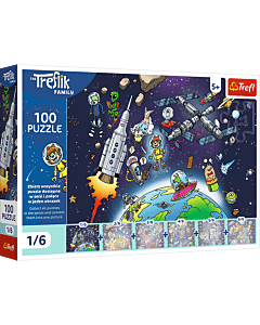 Puzzle UFT Rodzina Treflików 100 el. Trefliki w kosmosie - opakowanie