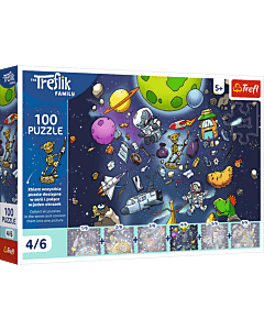 Puzzle UFT Rodzina Treflików 100 el. Robobot w kosmosie - opakowanie