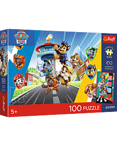 Puzzle 100 el. Psia przygoda + unikalny plakat - opakowanie 