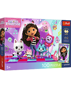 Puzzle 100 el. Kolorowy koci świat + unikalny plakat - opakowanie 