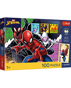 Puzzle 100 el. Bohaterski pająk + unikalny plakat - opakowanie 