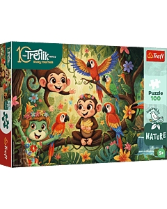 Puzzle Rodzina Treflik&oacute;w, Inspired By Nature 100 el. Małpki i przyjaciele - opakowanie 