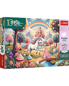 Puzzle Rodzina Treflik&oacute;w, Inspired By Fantasy 100 el. Jednorożec w słodyczolandii - opakowanie 