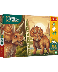 Puzzle Rodzina Treflik&oacute;w, Inspired By Dino World 100 el. Triceratops - opakowanie 