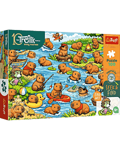 Puzzle Rodzina Treflik&oacute;w, Seek & Find 100 el. Kapibary - opakowanie 