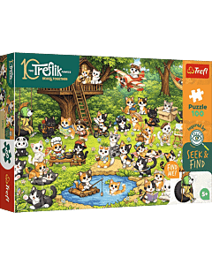 Puzzle Rodzina Treflik&oacute;w, Seek & Find 100 el. Koci świat - opakowanie 