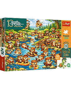 Puzzle Rodzina Treflik&oacute;w, Seek & Find 100 el. Bobry w akcji - opakowanie 