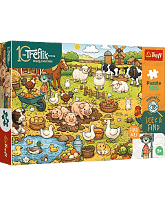 Puzzle Rodzina Treflik&oacute;w, Seek & Find 100 el. Wieś - opakowanie 