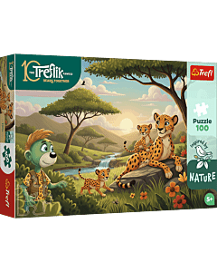 Puzzle Rodzina Treflik&oacute;w, Inspired By Nature 100 el. Gepardy - opakowanie 