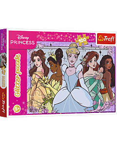Puzzle Glitter 100 el. Disney, Brokatowe marzenia - opakowanie 