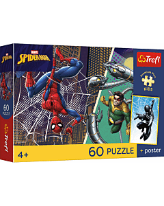 Puzzle 60 el. Marvel, Superbohaterski dzień + unikalny plakat - opakowanie 