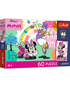 Puzzle 60 el. Minnie, Uśmiech Minnie + unikalny plakat - opakowanie 