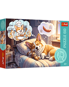 Puzzle 60 el. Corgi w krainie sn&oacute;w - opakowanie 