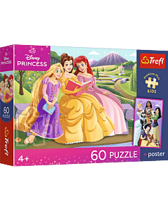 Puzzle Premium Plus Kids, Disney Princess 60 el. Siła w koronie + kolekcjonerski plakat - opakowanie 