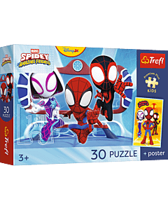 Puzzle Premium Plus Kids, Spidey 30 el. Spidey w akcji + kolekcjonerski plakat - opakowanie 