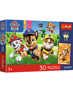 Puzzle 30 el. Paw Patrol, Psiaki w drodze + unikalny plakat - opakowanie 