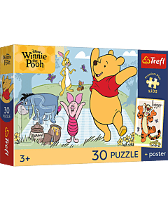 Puzzle Premium Plus Kids, Disney Kubuś Puchatek 30 el. Słodkie chwile + kolekcjonerski plakat - opakowanie 