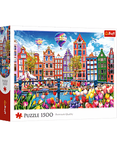 Puzzle 1500 el. Kolorowy Amsterdam - opakowanie 