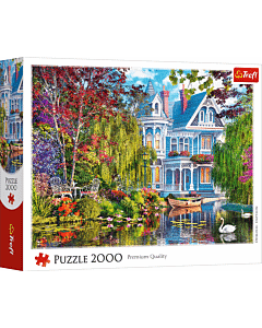 Puzzle 2000 el. Dom nad jeziorem - opakowanie 