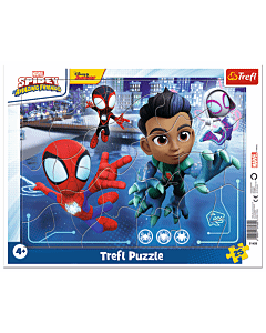Puzzle ramkowe Spiderman 25 el. Pajęczy skok