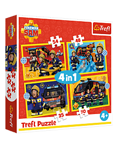 Puzzle 4 w 1 Strażak Sam, Strażak na sygnale - opakowanie