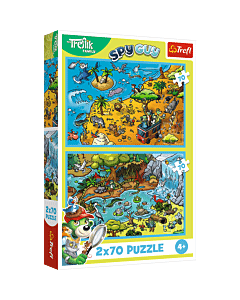 Puzzle 2x70 el. - Trefliki w Krainie Zwierząt, The Treflik Family