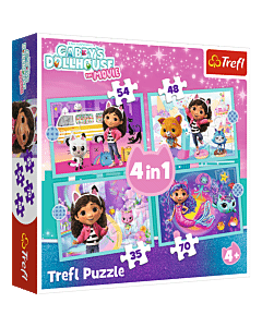 Puzzle 4w1 Gabby's Dollhouse, Wielka przygoda Gabby - opakowanie