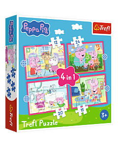 Puzzle 4w1 Świnka Peppa, Peppa uwielbia przygody - opakowanie