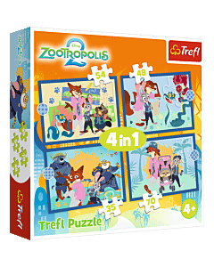 Puzzle 4w1 Zwierzogród 2, Zootopia pełna przygód - opakowanie