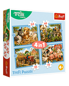 Puzzle 4w1 Rodzina Treflik&oacute;w, Rodzinny spacer - opakowanie 