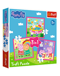 Puzzle 3w1 Świnka Peppa, Peppa i przyjaciele - opakowanie