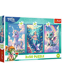 Puzzle 3x50 el. - Razem w kolorowym świecie, Rodzina Treflików