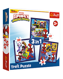 Puzzle 3 w 1 Spidey, Pająki i dinozaury - opakowanie