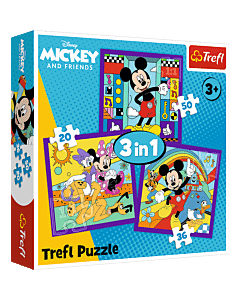 Puzzle 3w1 Mickey Mouse and Friends, Miki i jego wesoła ekipa