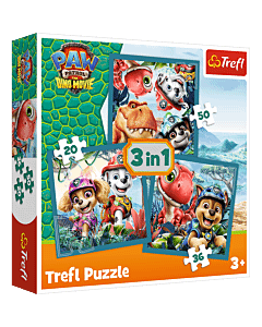 Puzzle 3w1 Psi Patrol, Paw Patrol i wyspa dinozaur&oacute;w - opakowanie 